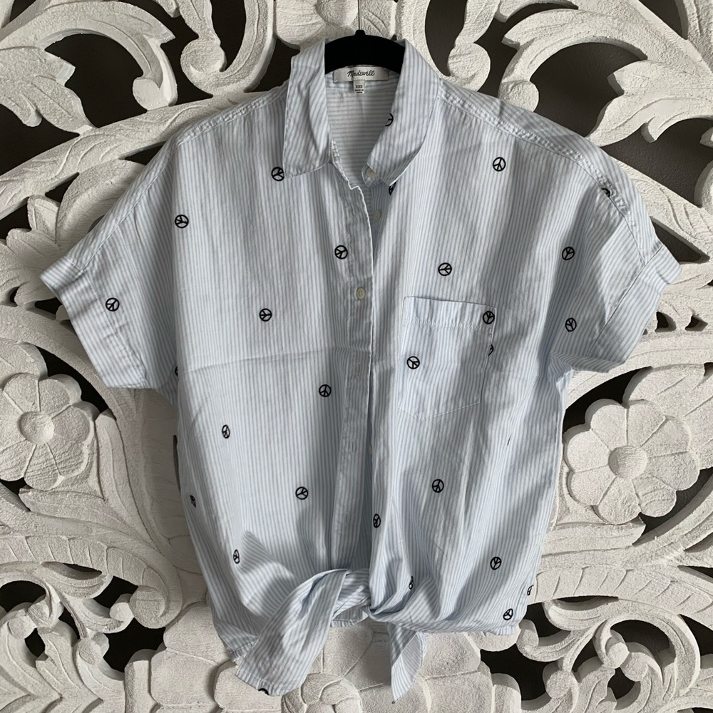 Madewell tie front peace shirt size XXS